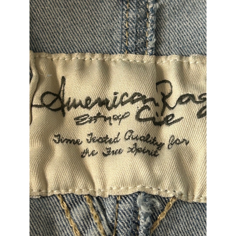 American Rag Denim Overall Shorts Light Wash Embroidered Boho Blue Womens Size 5 - Picture 2 of 8